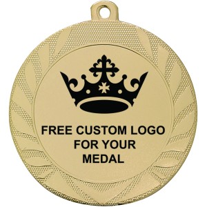 PACK OF 100 BULK BUY 70MM GOLD MEDALS, RIBBON AND CUSTOM LOGO **AMAZING VALUE**